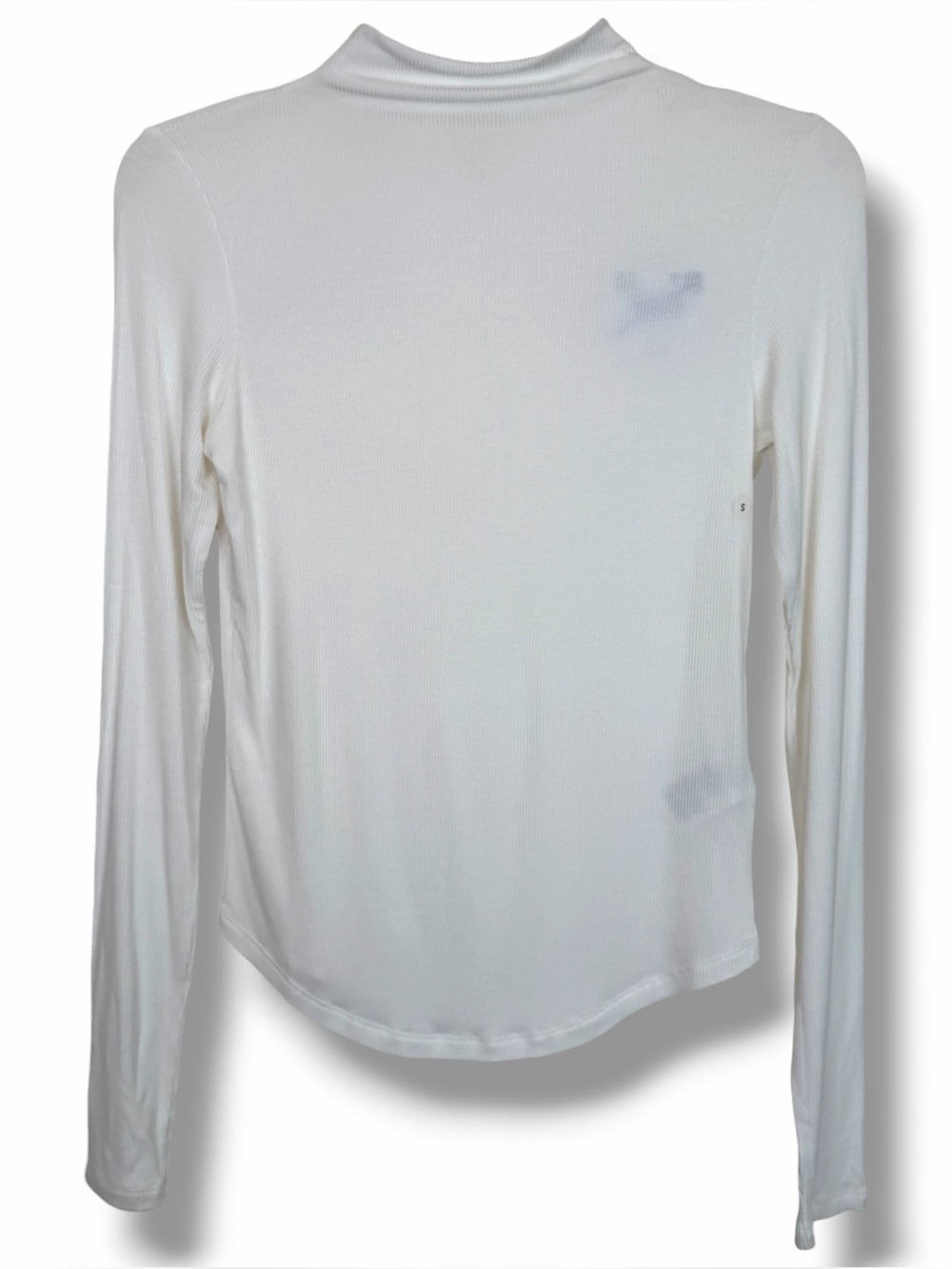 American Eagle White Soft & Sexy Long Sleeve Mock Neck Rib Knit T-Shirt Sweater - Picture 4 of 9